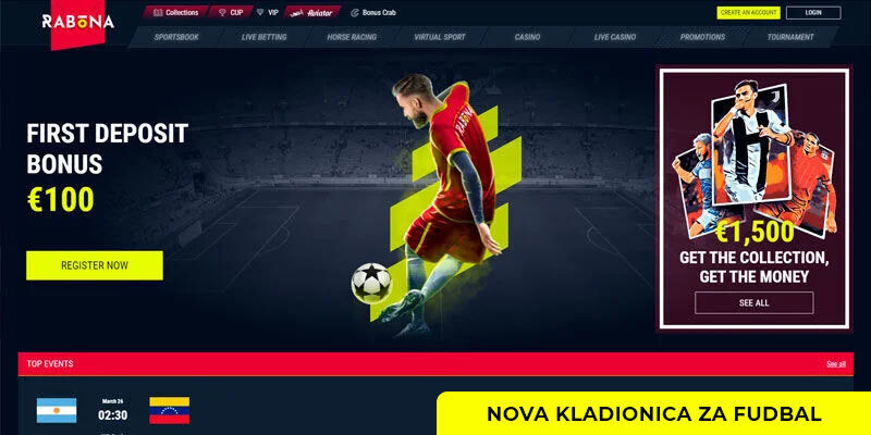 Nova kladionica za fudbal Rabona - glovna stranica
