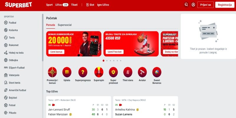 Glavna stranica Superbet