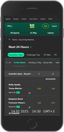 Snimak ekrana za mobilne uređaje sportske stranice bet365