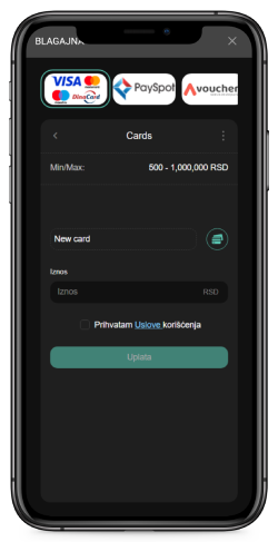 snimak ekrana stranice za depozit 2