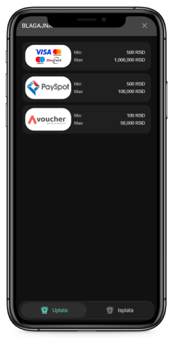 snimak ekrana stranice za depozit