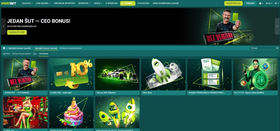 Snimak ekrana promotivne stranice Vivatbet-a