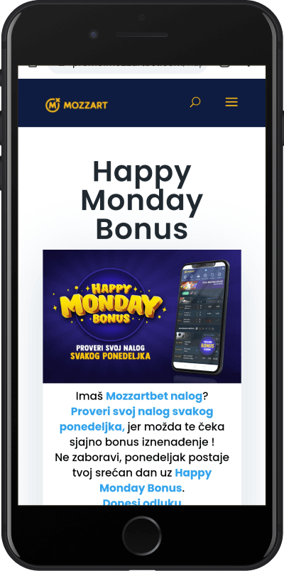 Mozzart happy monday bonus